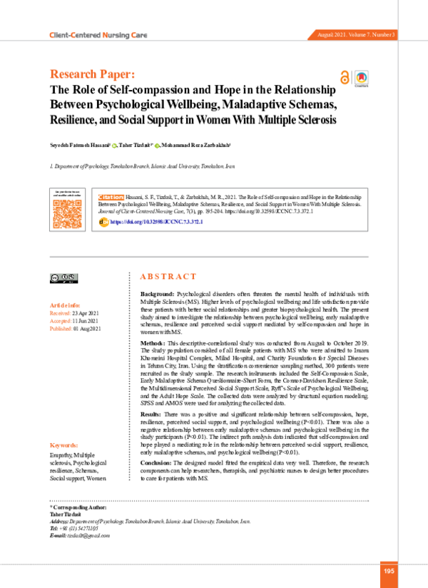 (PDF) The Role of Self-compassion and Hope in the Relationship Between ...