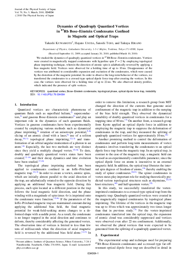 (PDF) Dynamics of Quadruply Quantized Vortices in 87Rb Bose-Einstein ...