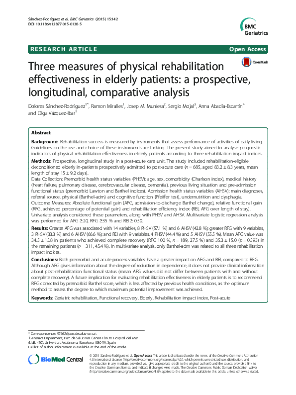 (PDF) Three measures of physical rehabilitation effectiveness in ...