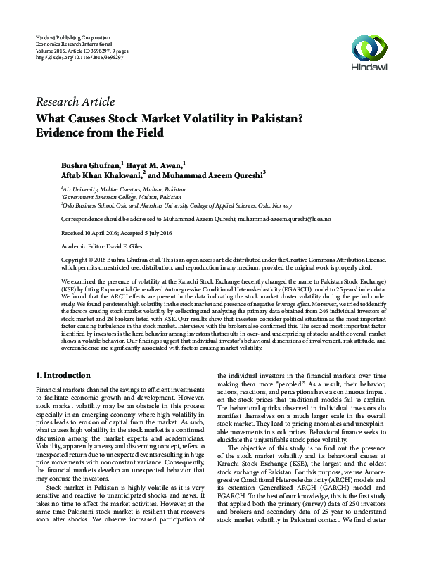 (PDF) What Causes Stock Market Volatility in Pakistan? Evidence from ...