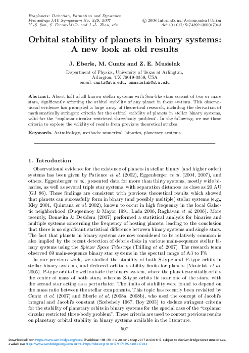 (PDF) Orbital stability of planets in binary systems: A new look at old ...