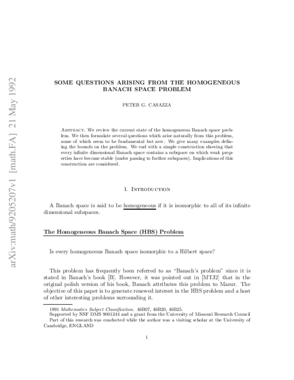 (PDF) Some questions arising from the homogeneous Banach space problem