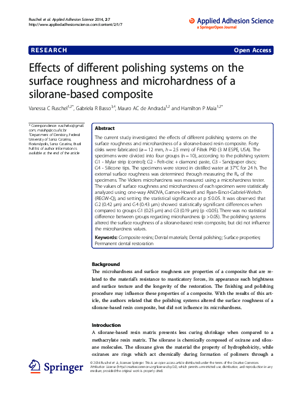 (PDF) Effects of different polishing systems on the surface roughness ...