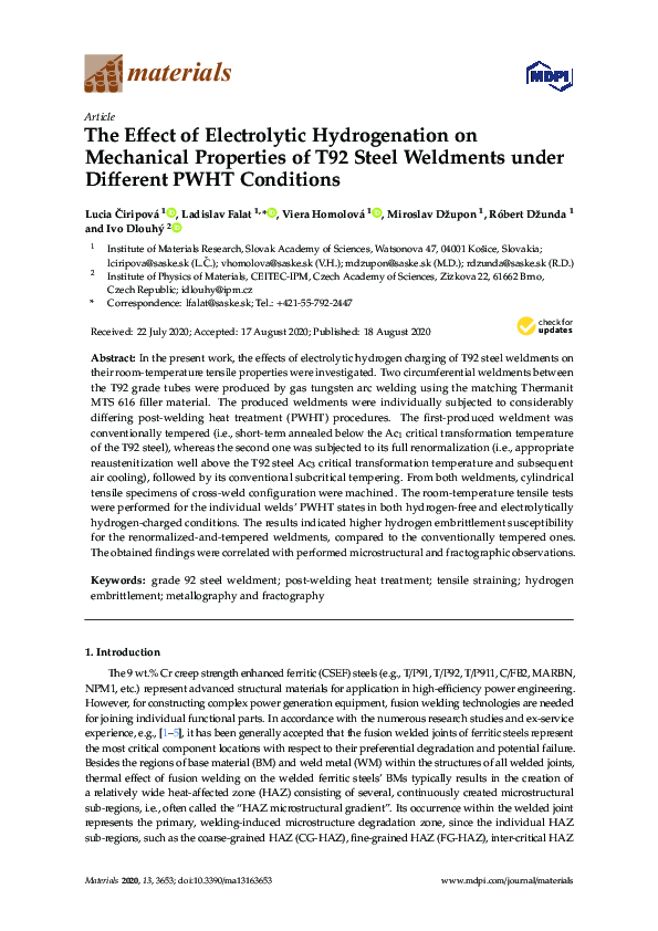 (PDF) The Effect of Electrolytic Hydrogenation on Mechanical Properties ...