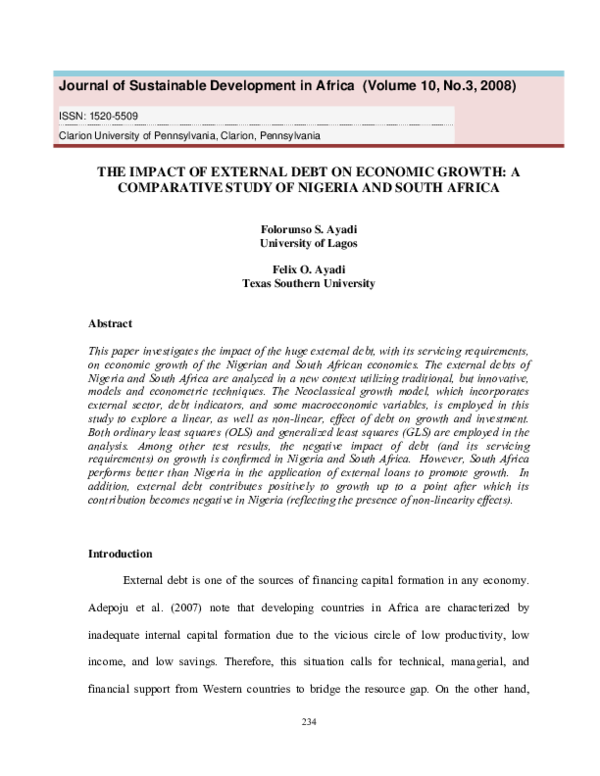 (PDF) The Impact of External Debt on Economic Growth: A Comparative ...