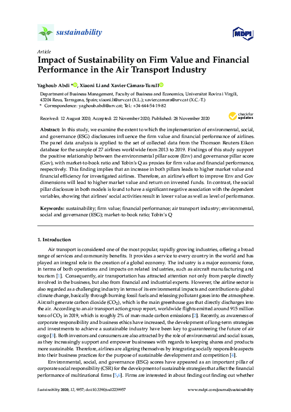 (PDF) Impact of Sustainability on Firm Value and Financial Performance ...