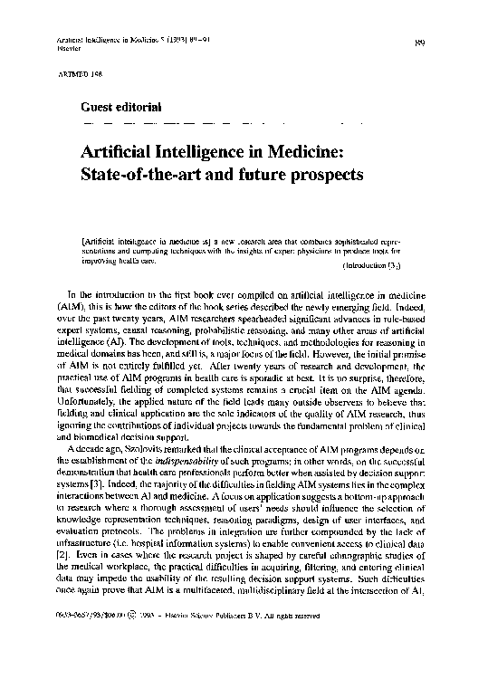 (PDF) Artificial Intelligence in Medicine: State-of-the-art and future ...