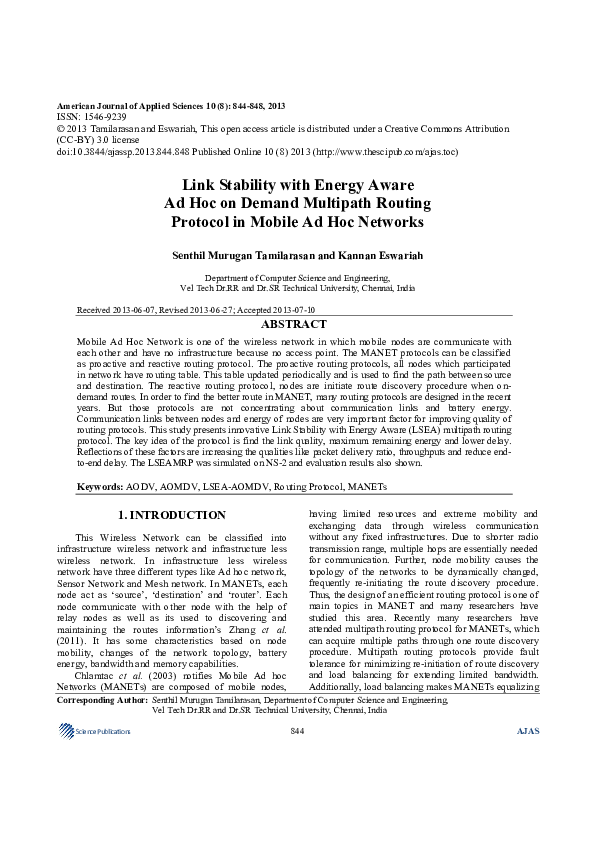 (PDF) Link Stability with Energy Aware Ad Hoc on Demand Multipath ...