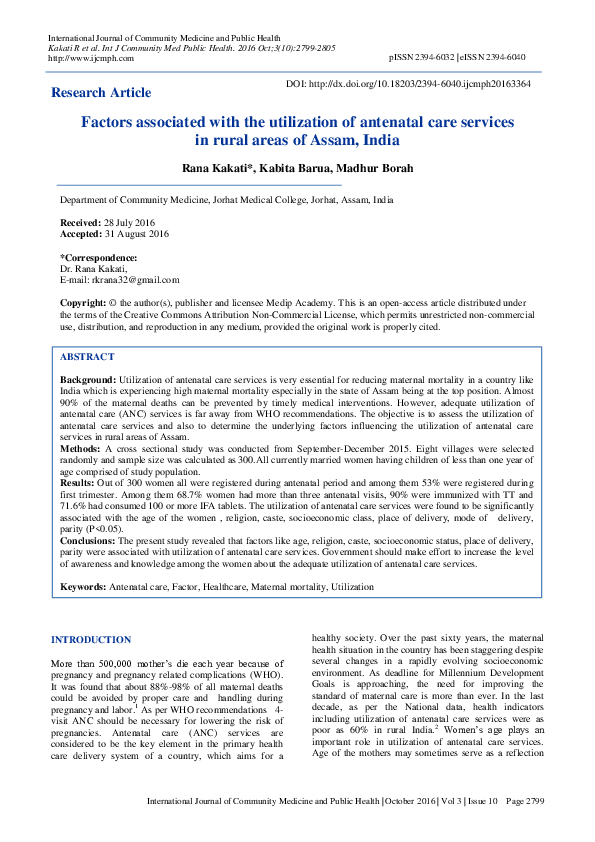 (PDF) Factors associated with the utilization of antenatal care ...