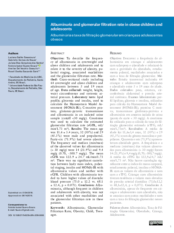 (PDF) Albuminuria and glomerular filtration rate in type 2 diabetes ...