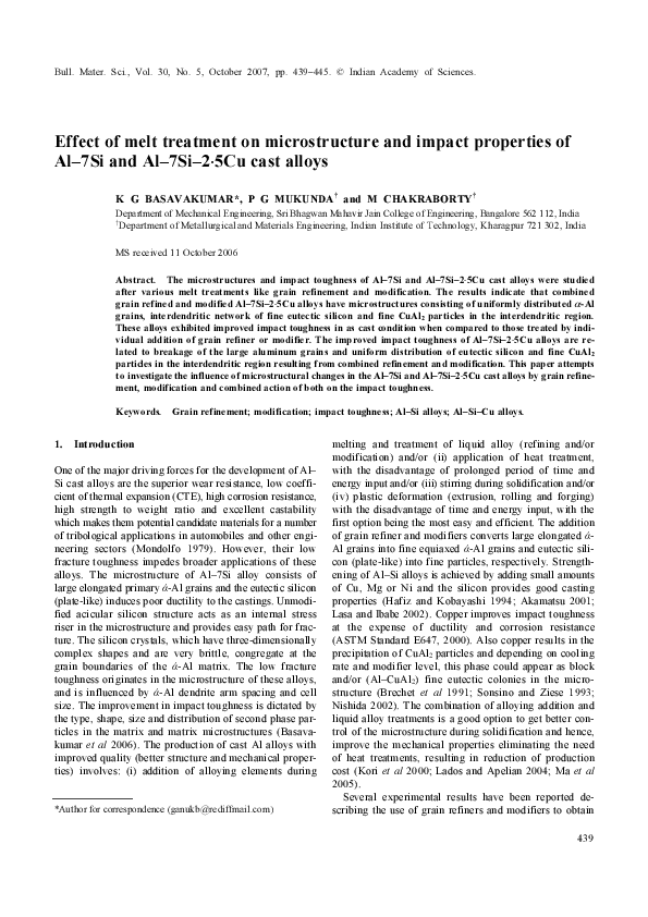 (PDF) Effect of melt treatment on microstructure and impact properties ...