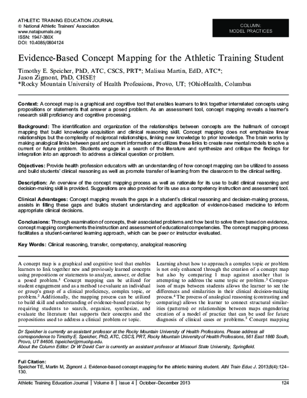 (PDF) Evidence-Based Concept Mapping for the Athletic Training Student