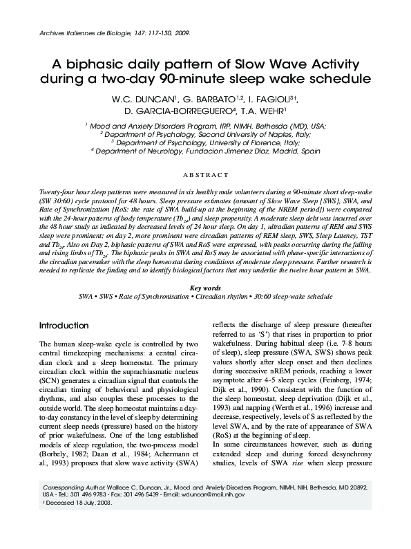 (PDF) A biphasic daily pattern of slow wave activity during a two-day ...