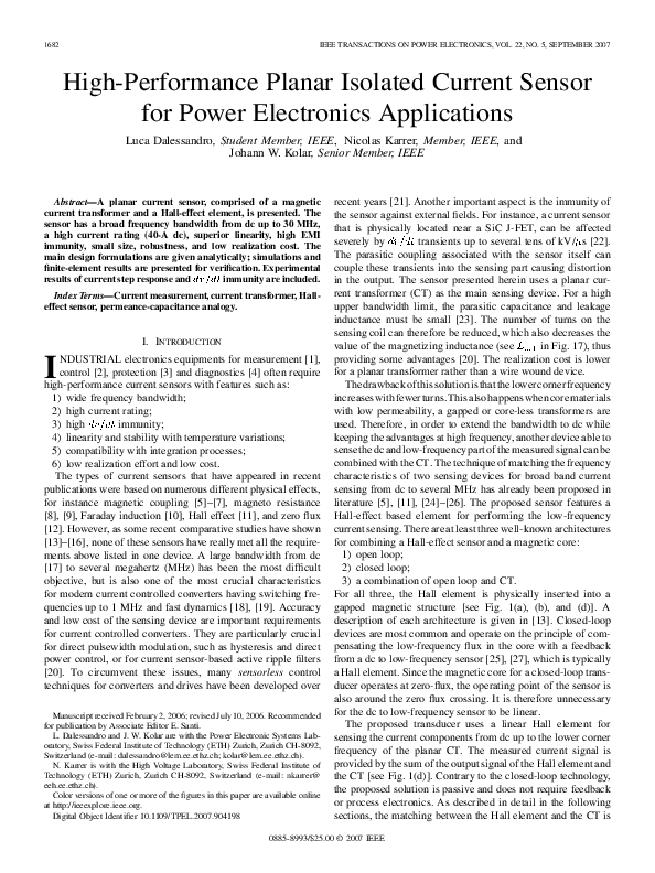 (PDF) High-Performance Planar Isolated Current Sensor for Power ...