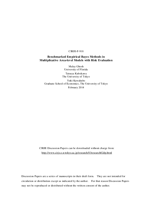 (PDF) Benchmarked empirical Bayes methods in multiplicative area-level ...
