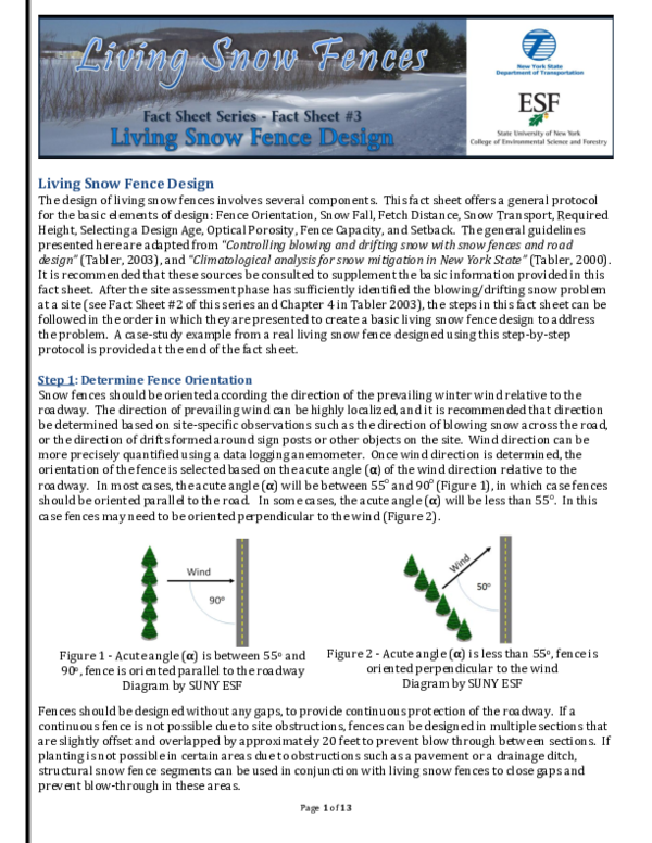 (PDF) Living Snow Fence Design - Fact Sheet #3