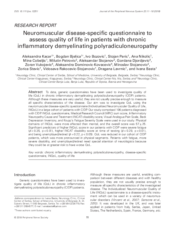 (PDF) Neuromuscular disease-specific questionnaire to assess quality of ...