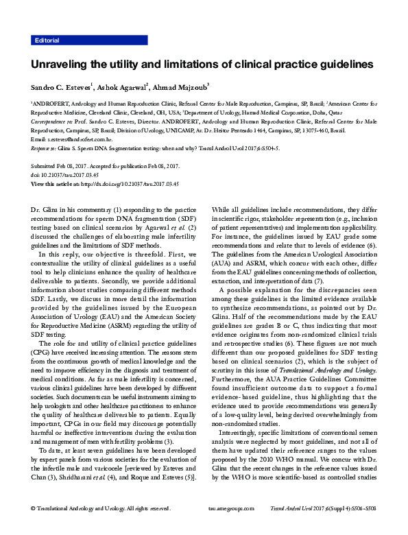 (PDF) Unraveling the utility and limitations of clinical practice ...