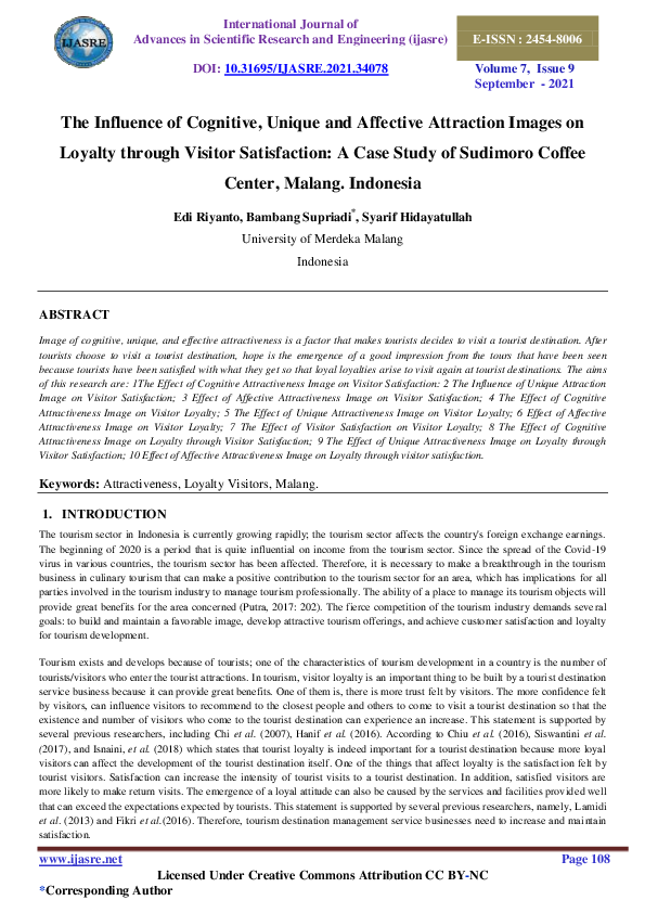 (PDF) The Influence of Cognitive, Unique and Affective Attraction ...