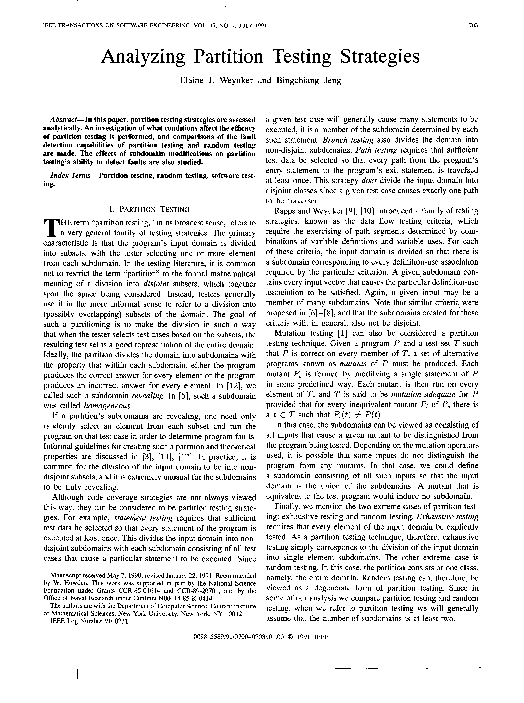 (PDF) Analyzing partition testing strategies