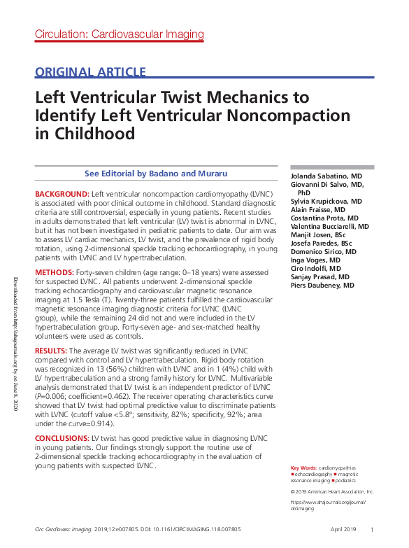 (PDF) Left Ventricular Twist Mechanics to Identify Left Ventricular ...