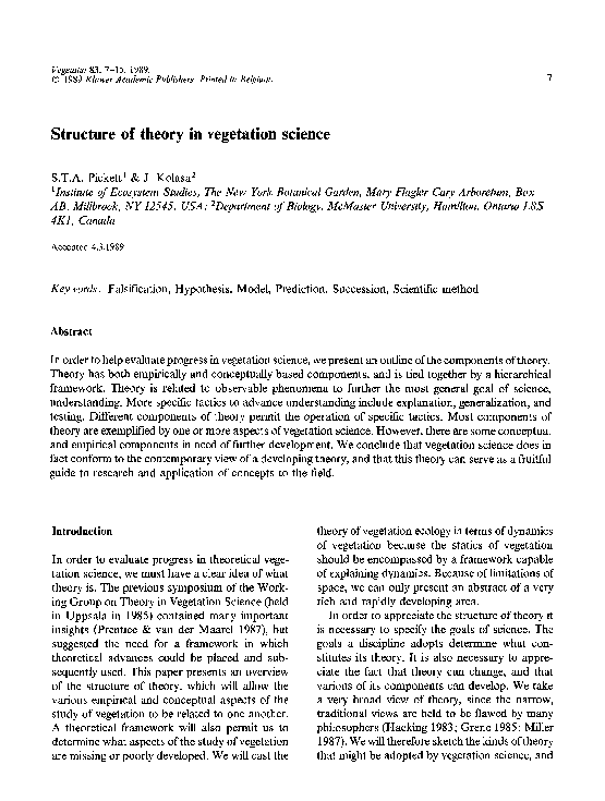 (PDF) Structure of theory in vegetation science | Jurek Kolasa ...