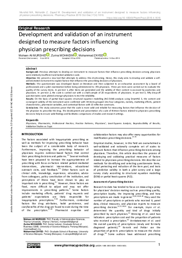 (PDF) Development and validation of an instrument designed to measure ...
