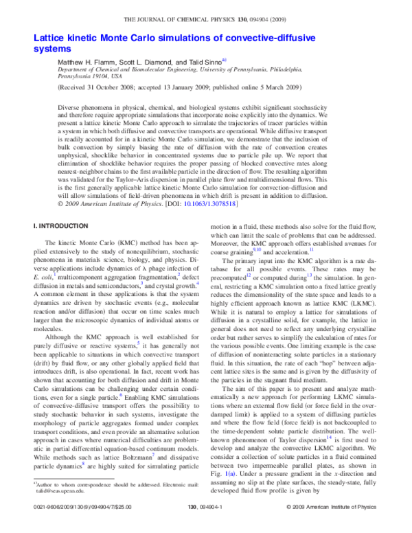 (PDF) Lattice kinetic Monte Carlo simulations of convective-diffusive ...