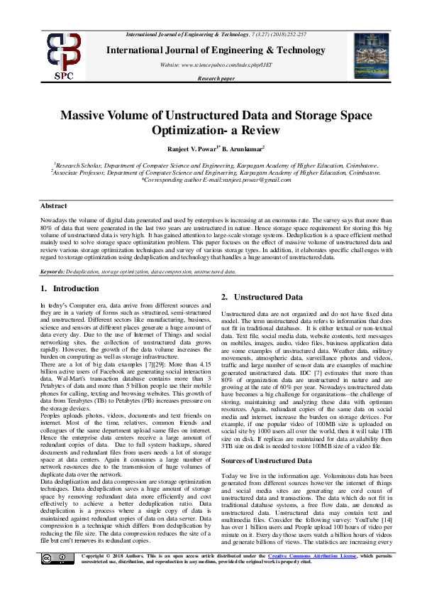 (PDF) Massive Volume of Unstructured Data and Storage Space ...