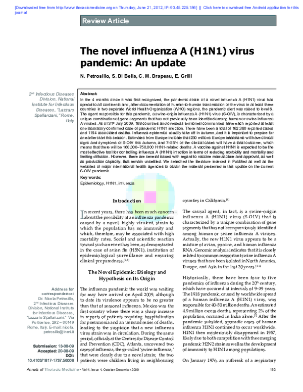 (PDF) The novel influenza A (H1N1) virus pandemic: An update