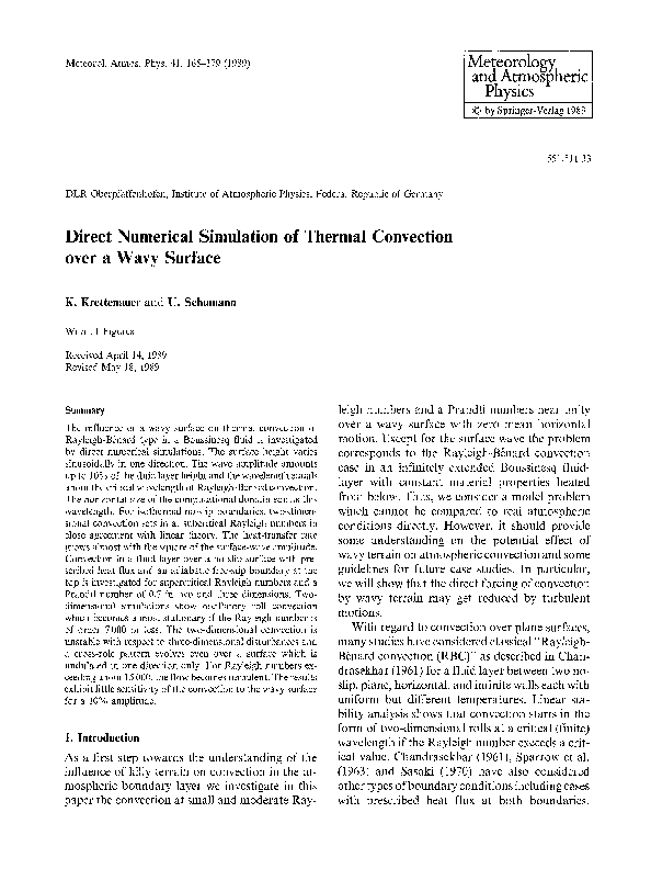 (PDF) Direct numerical simulation of thermal convection over a wavy surface