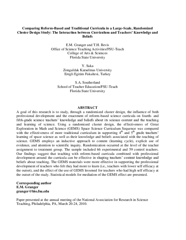 (PDF) Comparing Reform-Based and Traditional Curricula in a Large-Scale ...