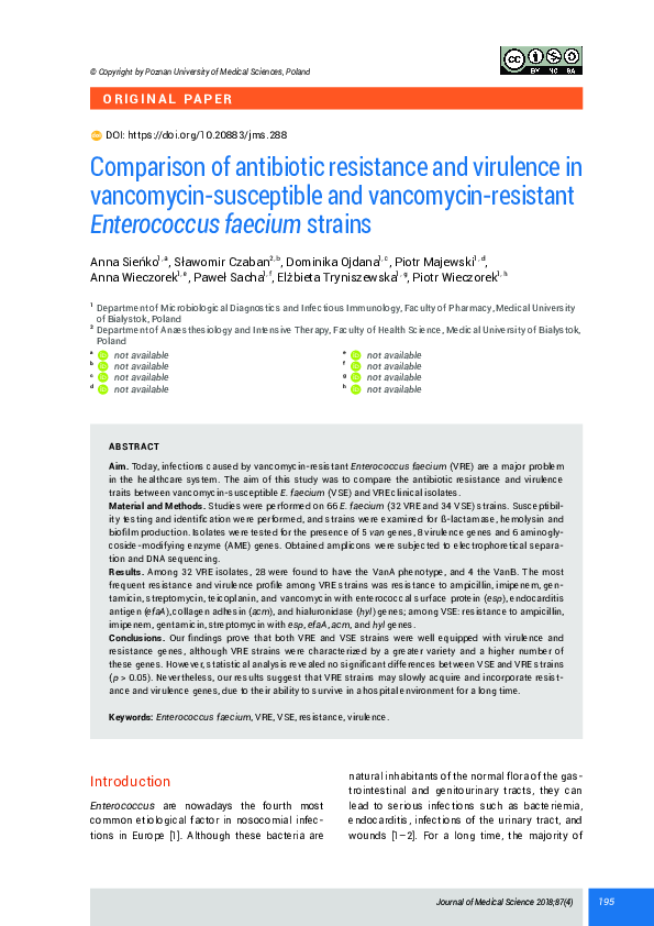 (PDF) Comparison of antibiotic resistance and virulence factors in ...