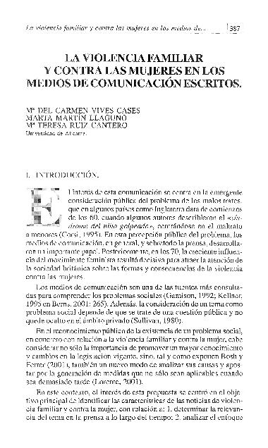 (PDF) La violencia familiar y contra las mujeres en los medios de ...