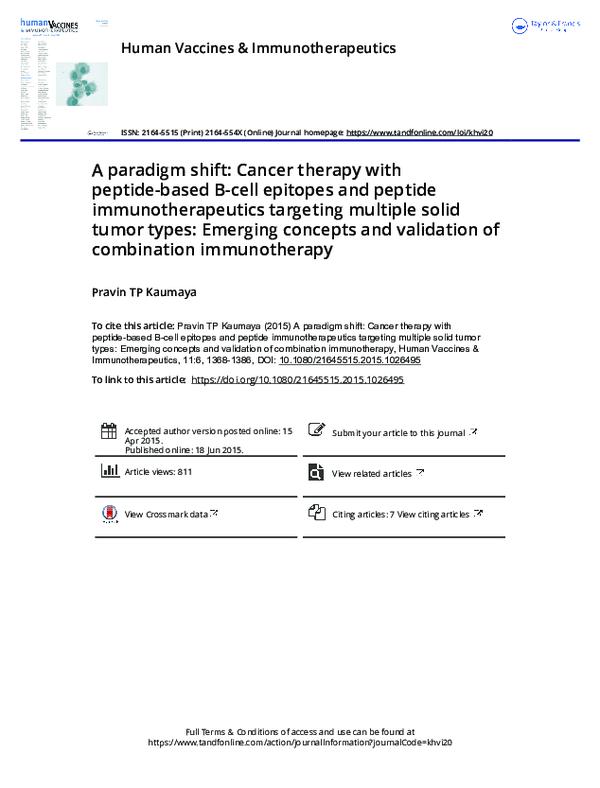 (PDF) A Paradigm shift: Cancer therapy with peptide-based B-cell ...