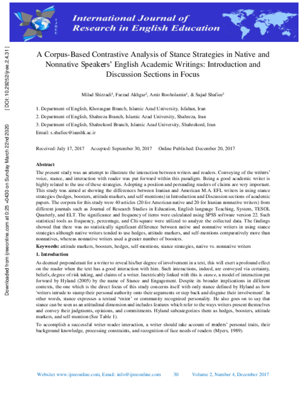 (PDF) A Corpus-Based Contrastive Analysis of Stance Strategies in ...