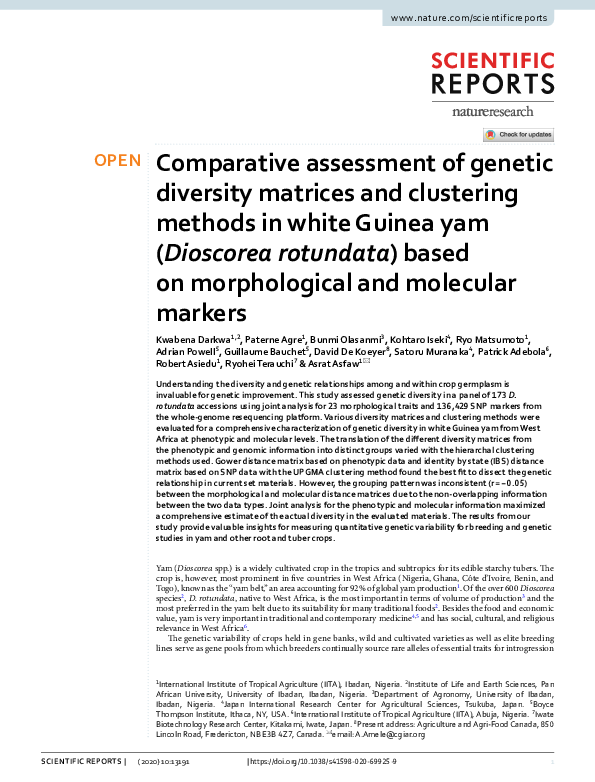 (PDF) Comparative assessment of genetic diversity matrices and ...