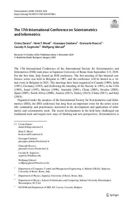 (PDF) The 17th International Conference on Scientometrics and Informetrics