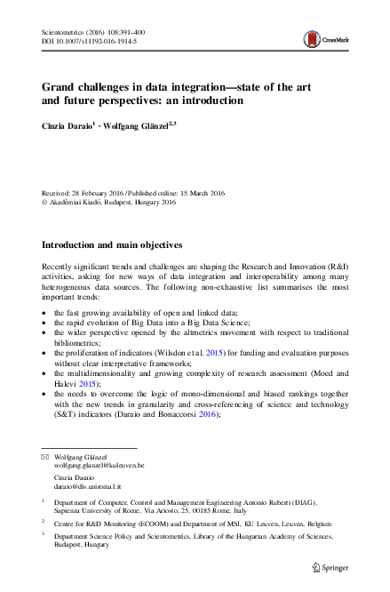 (PDF) Grand challenges in data integration—state of the art and future ...