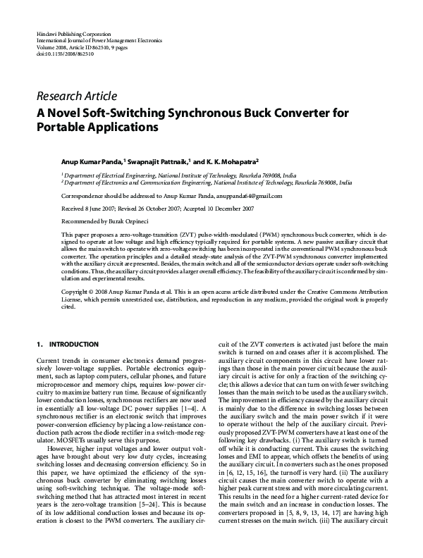 (PDF) ResearchArticle A Novel Soft-Switching Synchronous Buck Converter ...