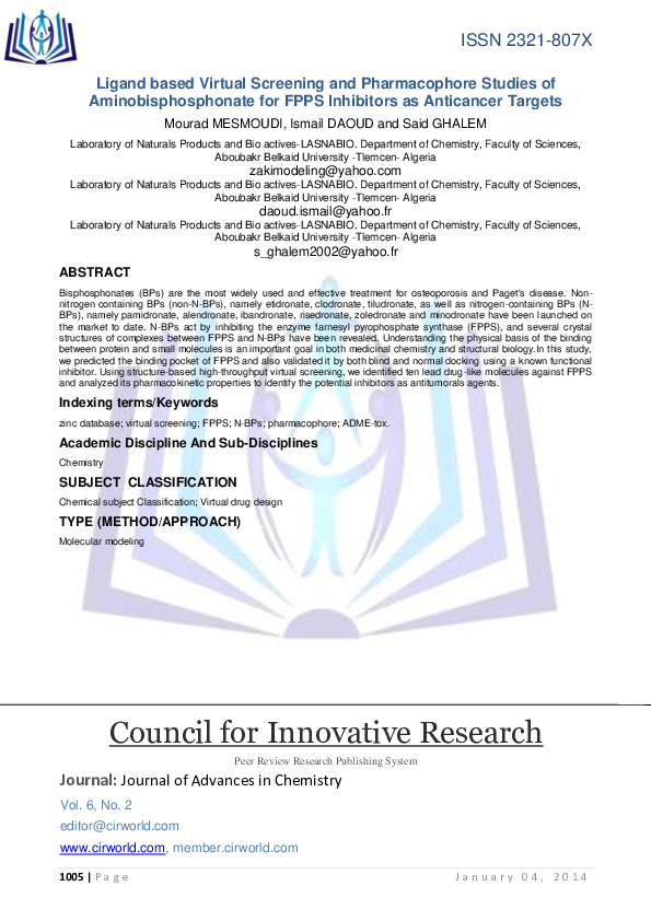 (PDF) Ligand based virtual screening and pharmacophore studies of ...