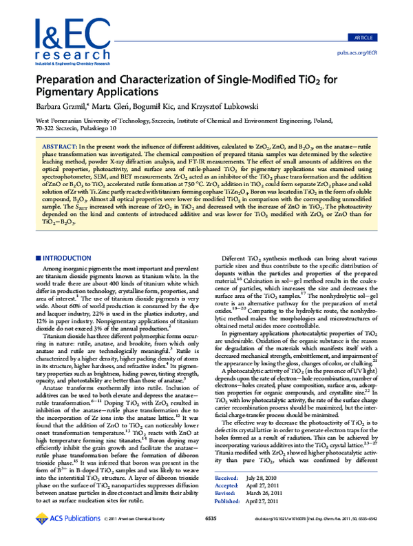 (PDF) Preparation and Characterization of Single-Modified TiO2 for ...