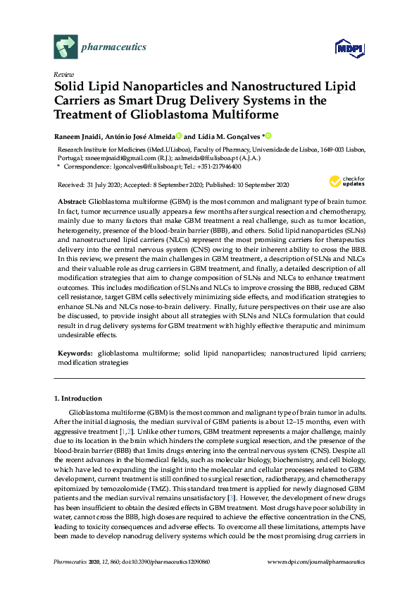 (PDF) Solid Lipid Nanoparticles and Nanostructured Lipid Carriers as ...
