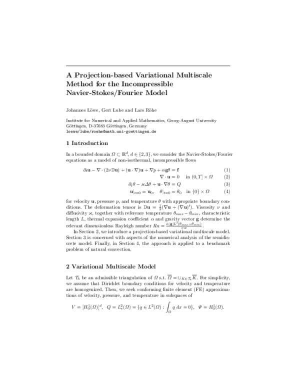 (PDF) A Projection-Based Variational Multiscale Method for the ...