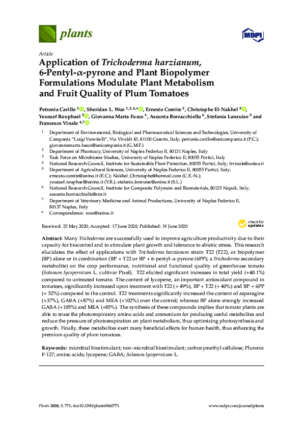 (PDF) Application of Trichoderma harzianum, 6-Pentyl-α-pyrone and Plant ...