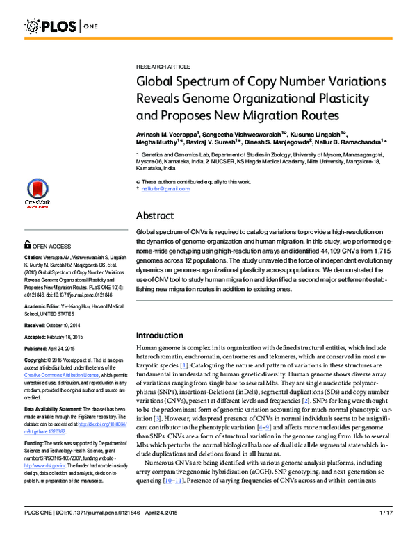(PDF) Global Spectrum of Copy Number Variations Reveals Genome ...