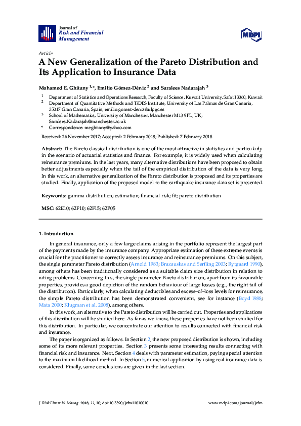 (PDF) A New Generalization of the Pareto Distribution and Its ...