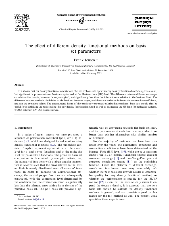 (PDF) The effect of different density functional methods on basis set ...