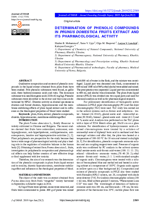 (PDF) Determination of Phenolic Compounds in Prunus Domestica Fruits ...