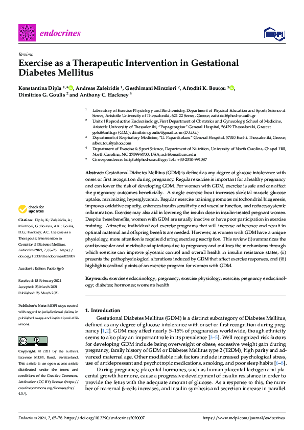 (PDF) Exercise as a Therapeutic Intervention in Gestational Diabetes ...
